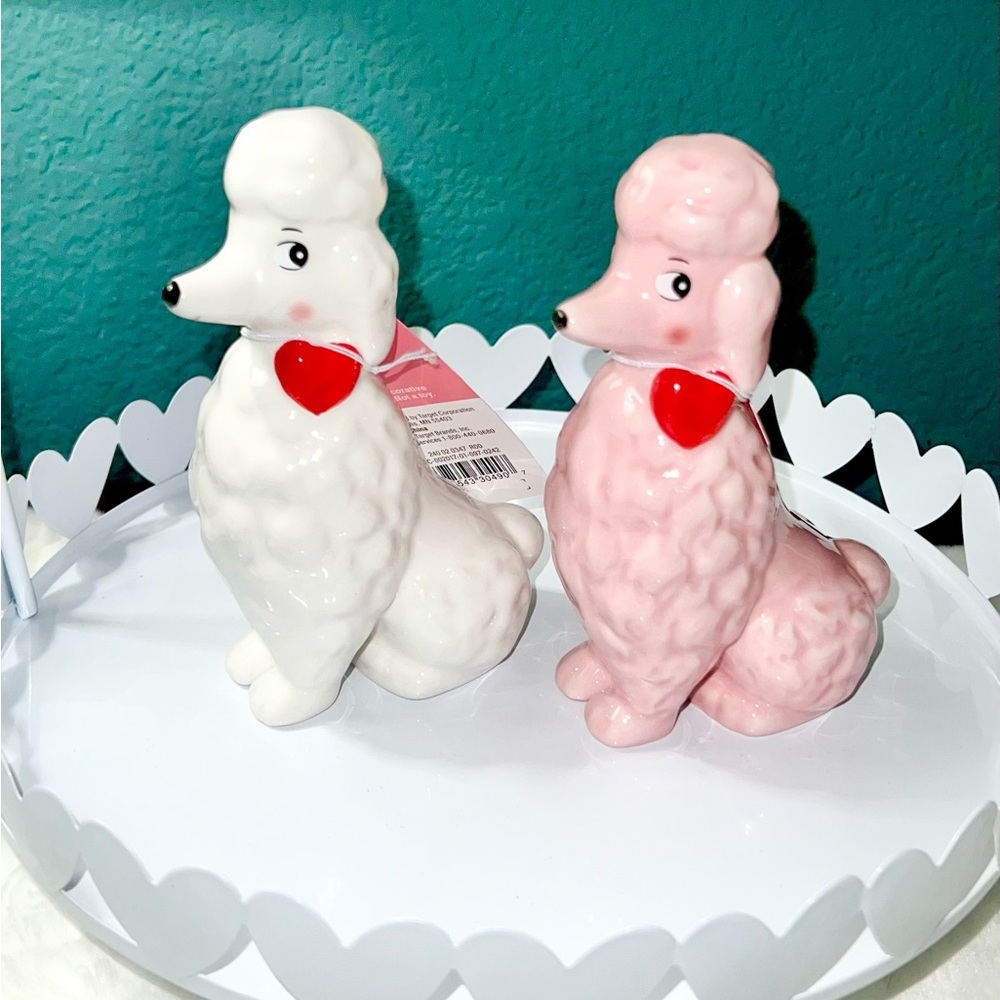 Target Spritz Valentine Poodle Figurines- Set of 2 (1 white and 1 pink)